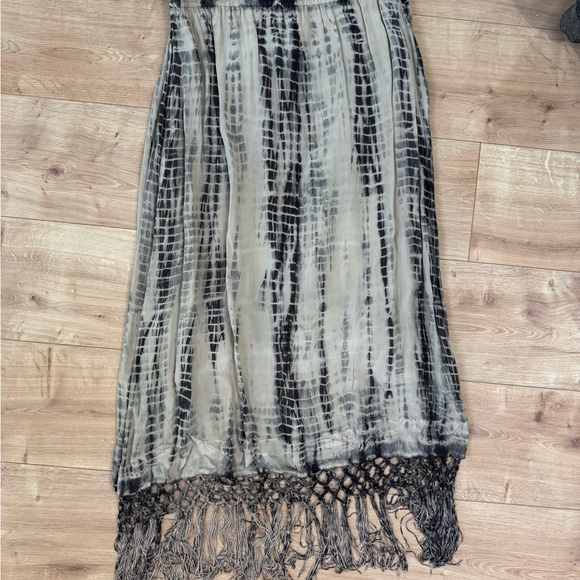 Chico's Black and Cream Fringe Midi Skirt - Picture 3 of 6